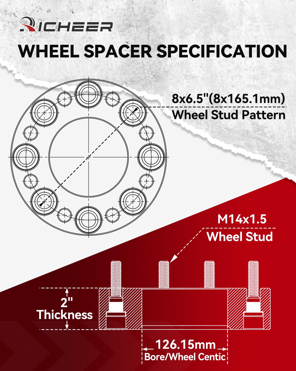 Richeer 2 inch 8x6.5 Wheel Spacers - Key Features