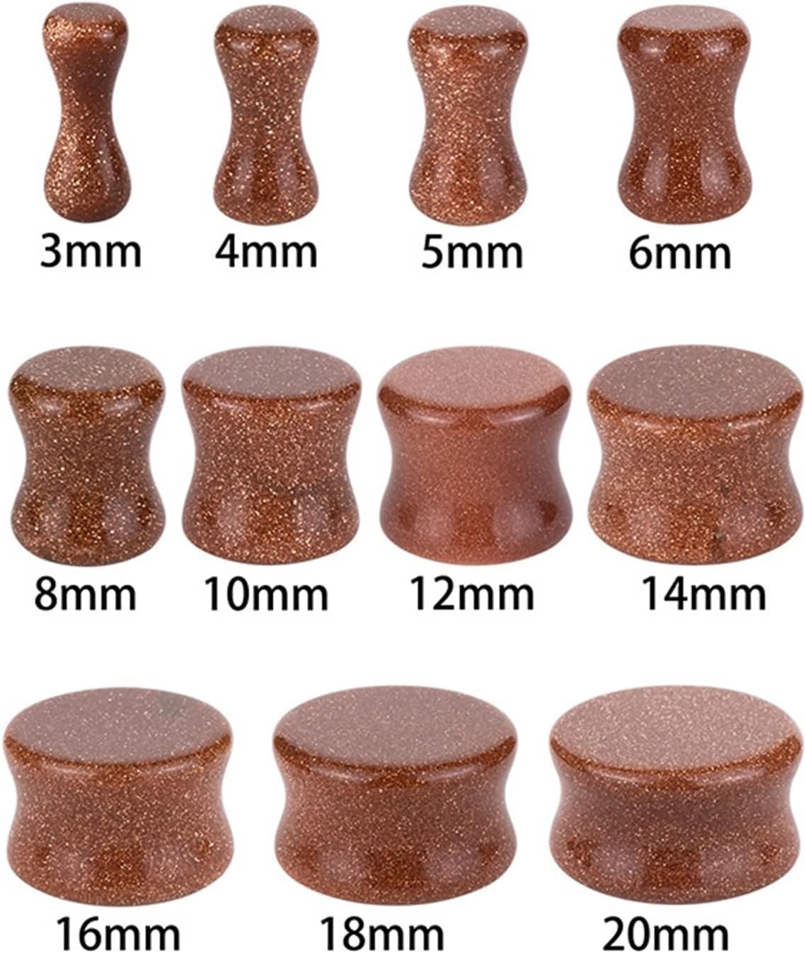 Gualiy 22 PCS Stone Gauges Plugs, Tunnels and Plugs for Men Sand Stone Women Ear Tunnels 3-20mm, Brown