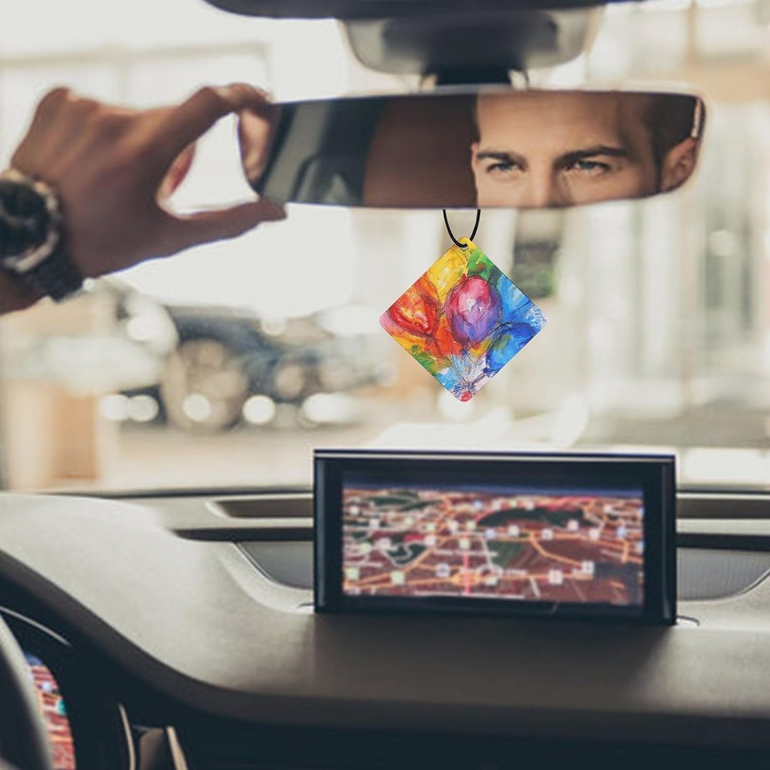 Car Air Fresheners 5 Pcs Hanging Air Freshener for Car Colorful Balloon Pictures Hanging Scented Cards Air Freshener Aromatherapy Tablets Lavender Hanging Air Freshener for Car Rearview Mirror