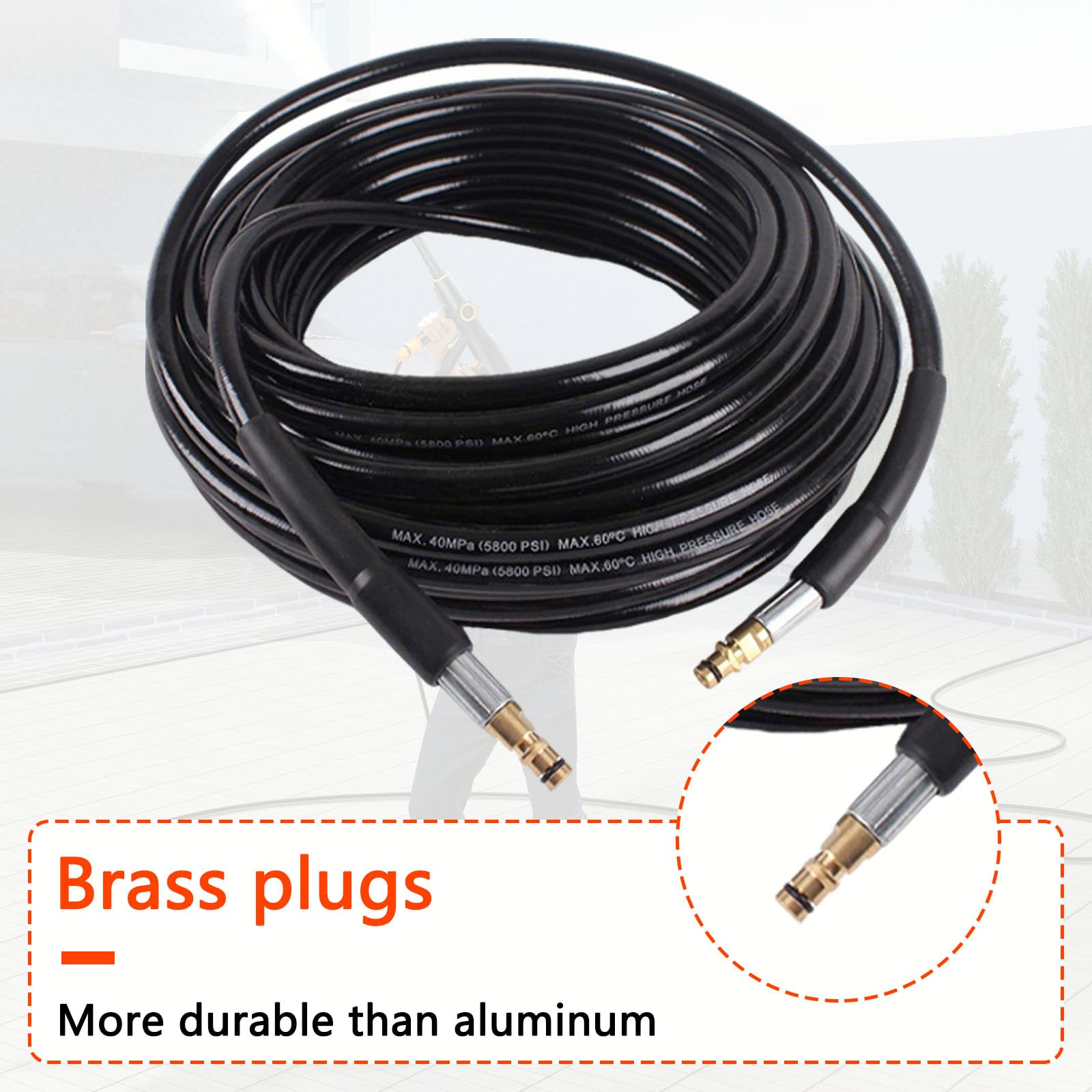Tubo di ricambio per idropulitrice ad alta pressione per Karcher, per idropulitrici Kärcher serie K K2, K3, K4, K5, K7 accessori, con adattatore a connessione rapida nero 15m