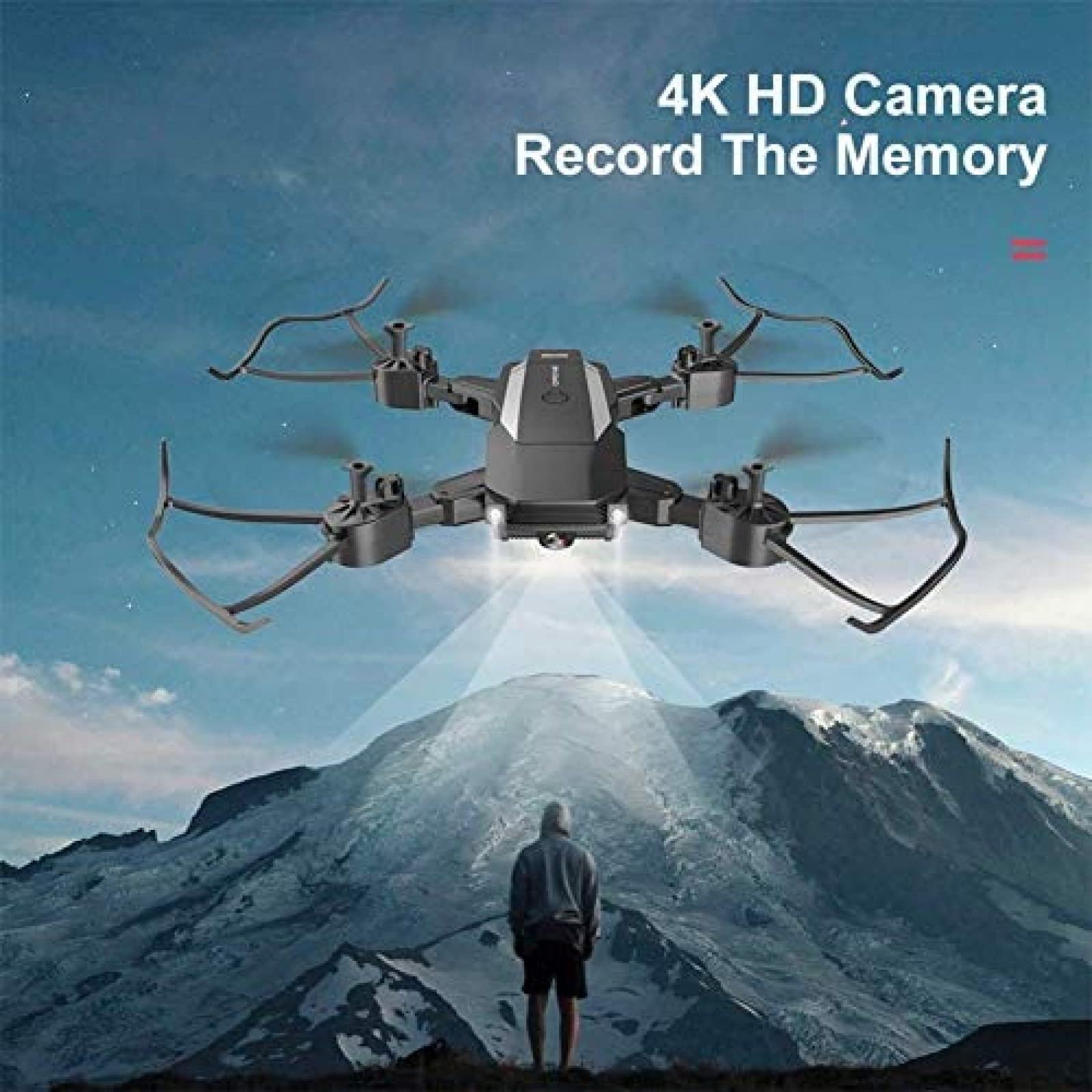 Quadcopter Transmisja FPV 2,4 GHz, dron z kamerą 4K HD dla dorosłych, czas lotu 60 minut, powrót jednym klawiszem, tryb bezgłowy, połączenie WIFI z 3 bateriami, kolor niebieski