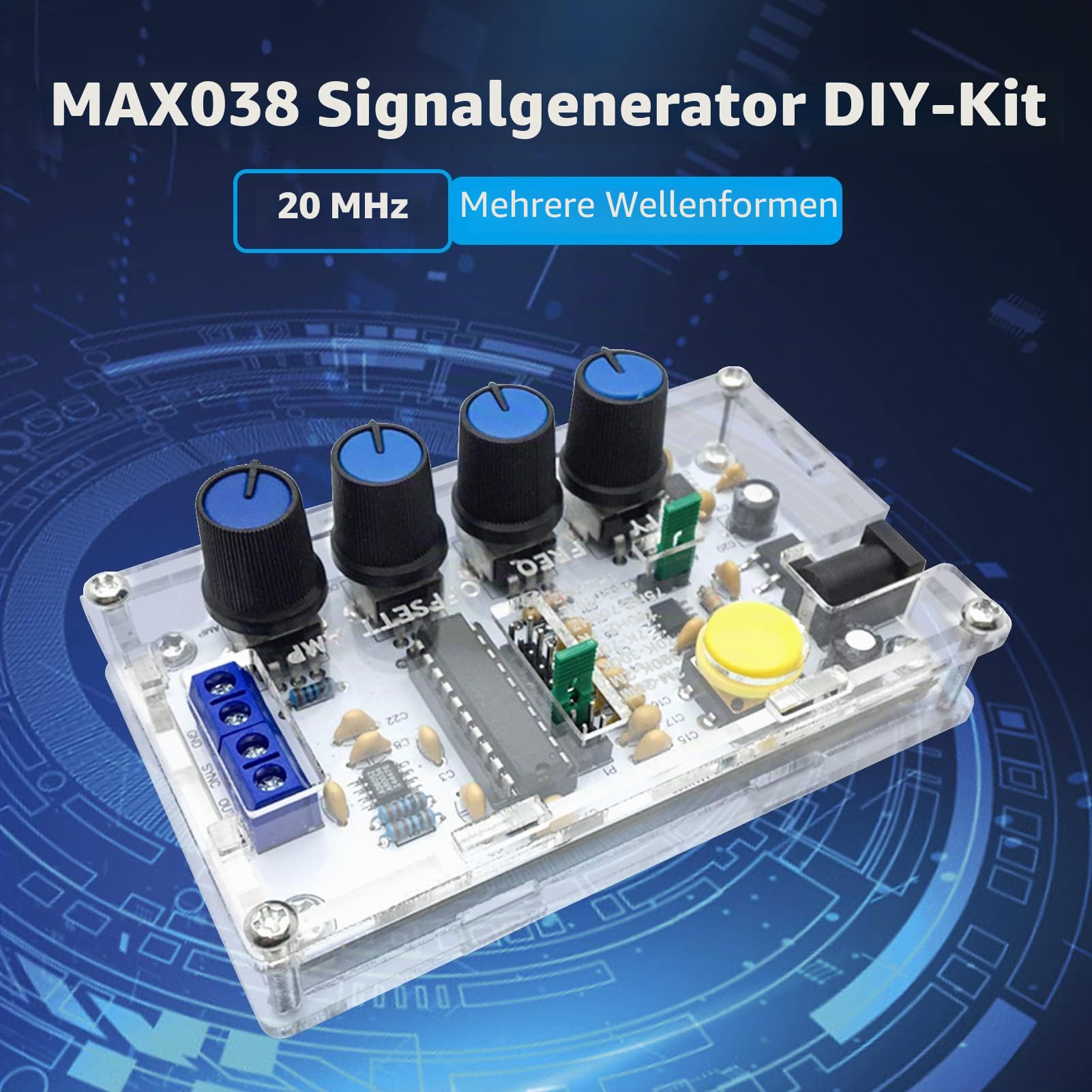 MAX038 Signalgenerator, DIY Kit 1Hz-20MHz Funktionsgenerator kann Dreiecksachse, Rechteckwelle, Sinuswelle und Vorwärts- und Rückwärtssägezahnwelle Ausgeben