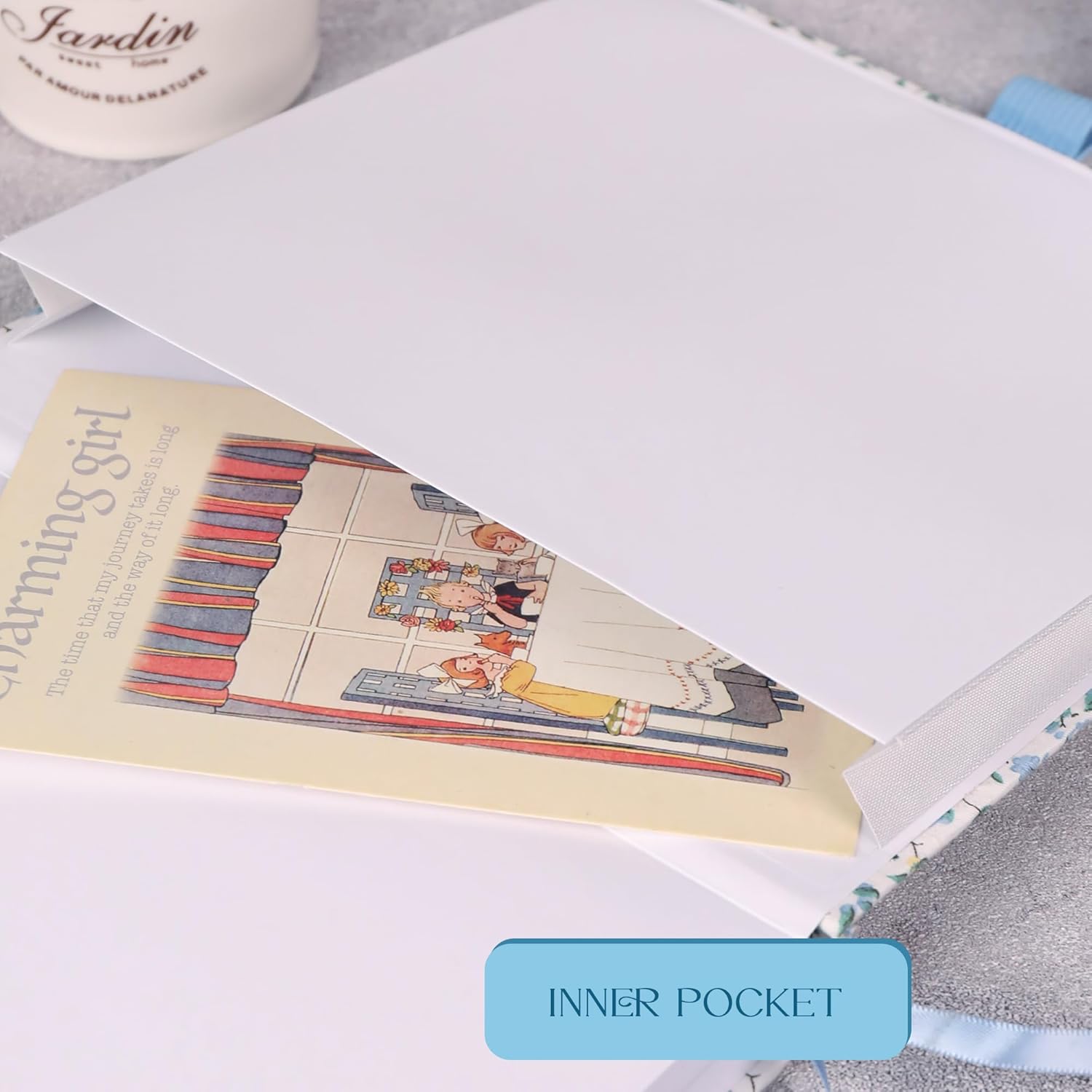 TIEFOSSI Dotted Journal Notebook, Dot Grid Notebook for Women Men, Fabric Flower Journal, 160 GSM Thick Paper, 160 Numbered Pages, 8 x 8 Square Diary