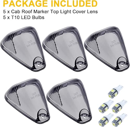 Miniatura 9 de WINETIS 5 luces de marcador de cabina de techo con bombillas LED blancas de repuesto compatible con Ford F150 F250 F350 F450 F550 F650 F750 E150