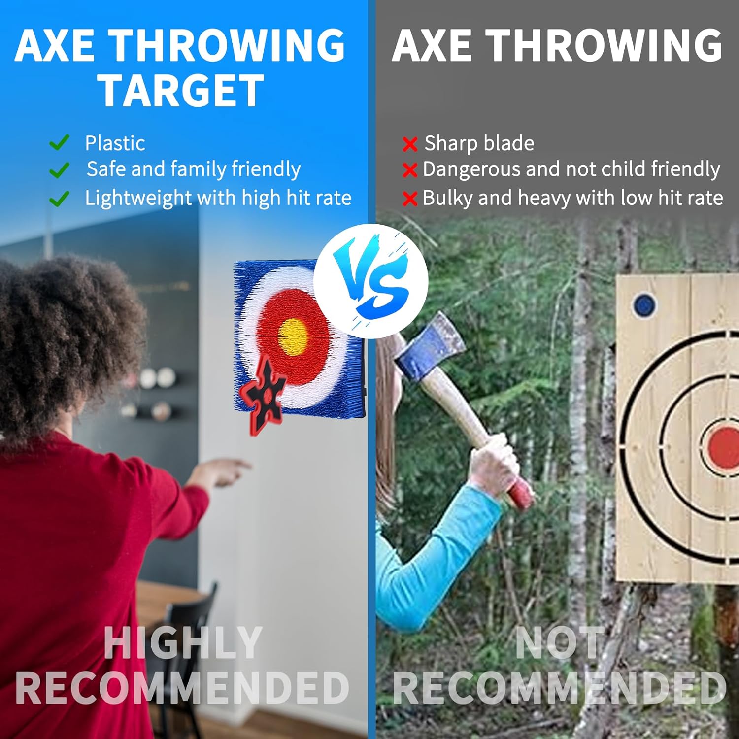 Throwing Axe Game, 8 Long Handled Axes and 8 Star Darts, Axe Throwing Targets, Axe Throwing Targets for Outdoor Games Play for All Members of The Family.