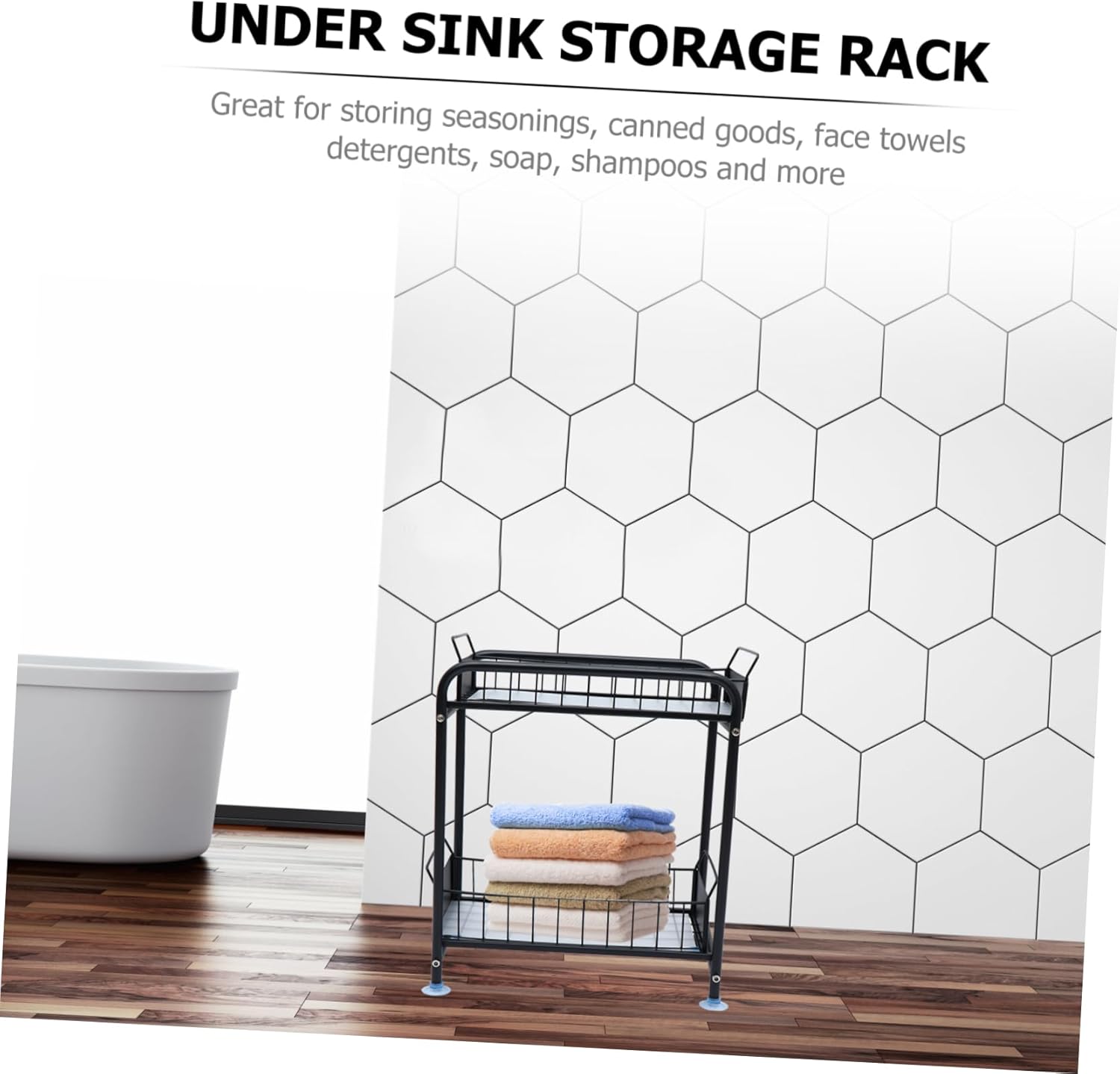 STOBAZA Kitchen Sink Storage Rack Under Sink Organizer with Two Drawer Design for Bathroom Kitchen for Seasoning Bottles Detergents and More Smart