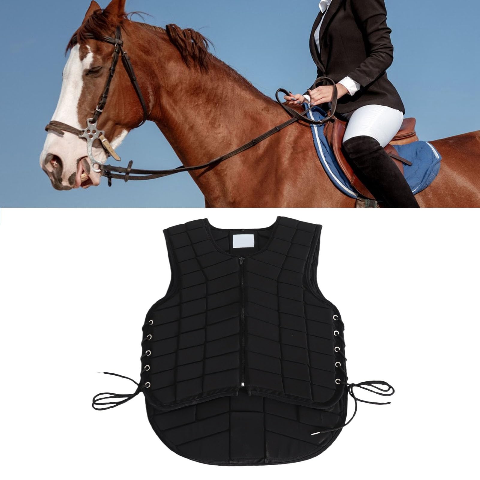 Gilet equestre Gilet protettivo da equitazione professionale con chiusura a zip con imbottitura estesa per adulto