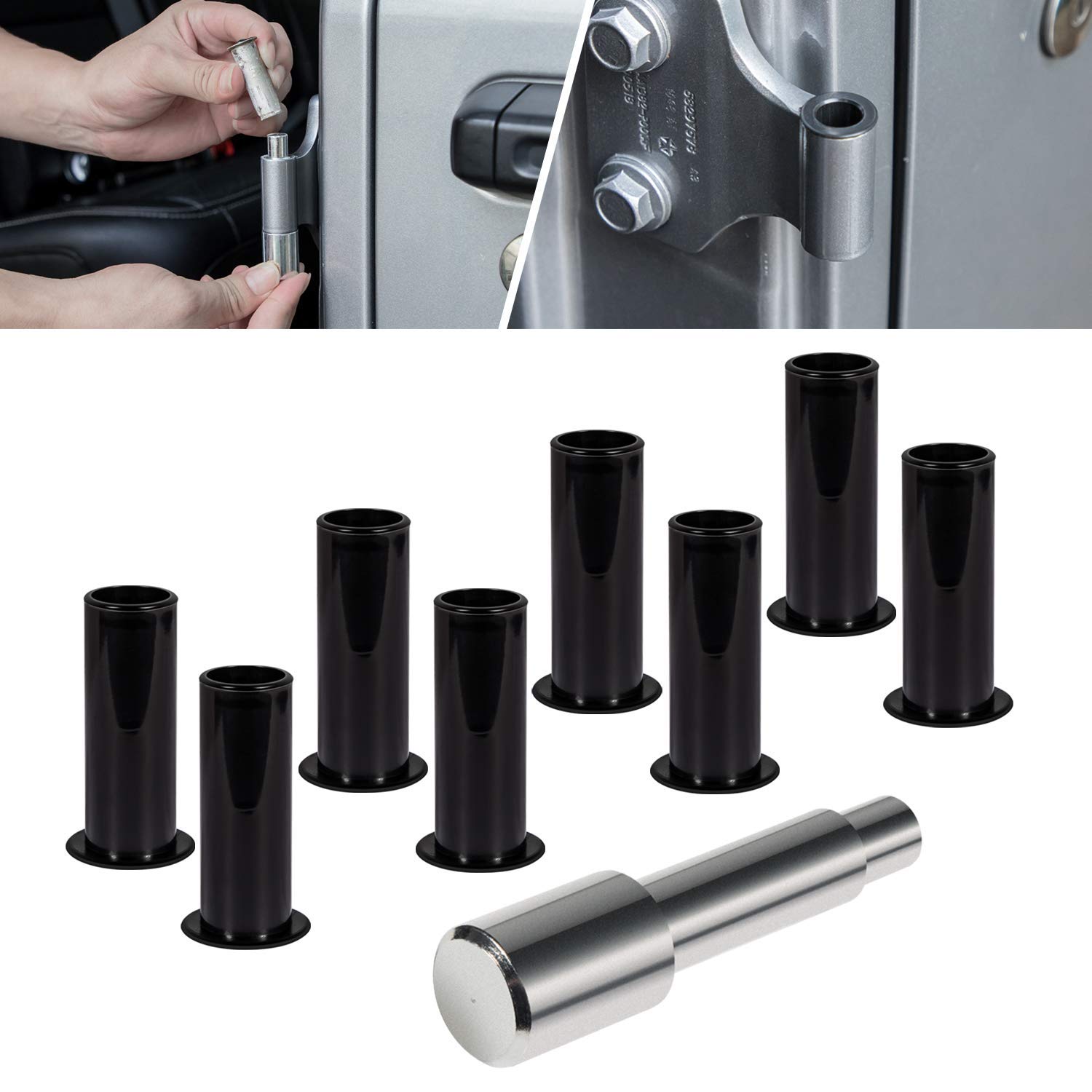 Door Bushing Removal Tool Hinge Liners For Jeep Wrangler JK JKU JL JLU Sports Sahara Freedom Rubicon Unlimited & Gladiator JT 2/4-Door 2007-2018 2019 2020 2021 2022 2023 2024 (9 Pcs)