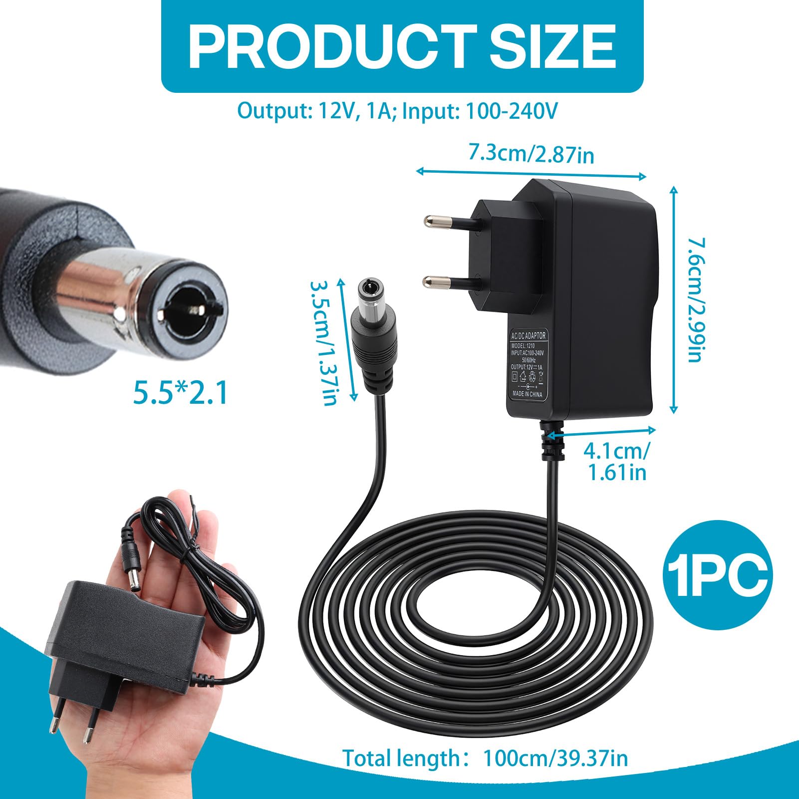 Chargeur 12V 1A Pour Bose SoundLink Mini 1 – Adaptateur Secteur Avec Câble 1m, Connecteur DC 5,5×2,1mm