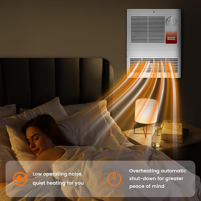 Calefactor Eléctrico de Pared con Termostato Ajustable 1500W/750W 120V/240V miniatura 6