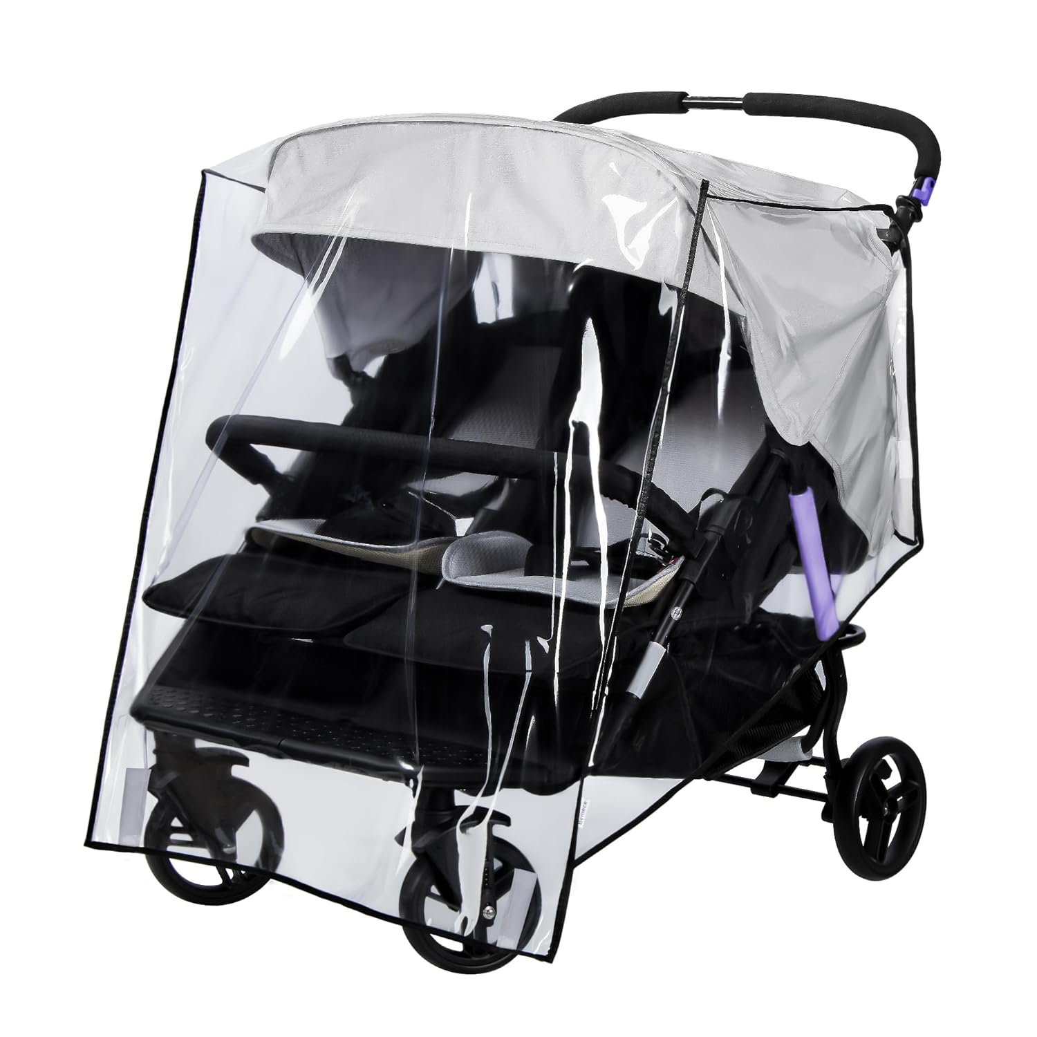 bemece Double Stroller Rain Cover, Weather Shield Double Stroller for Side by Side Seats Twin Stroller, Baby Outdoor Activities Accessories, Protects Children from Rain, Snow, Wind transparent-Width