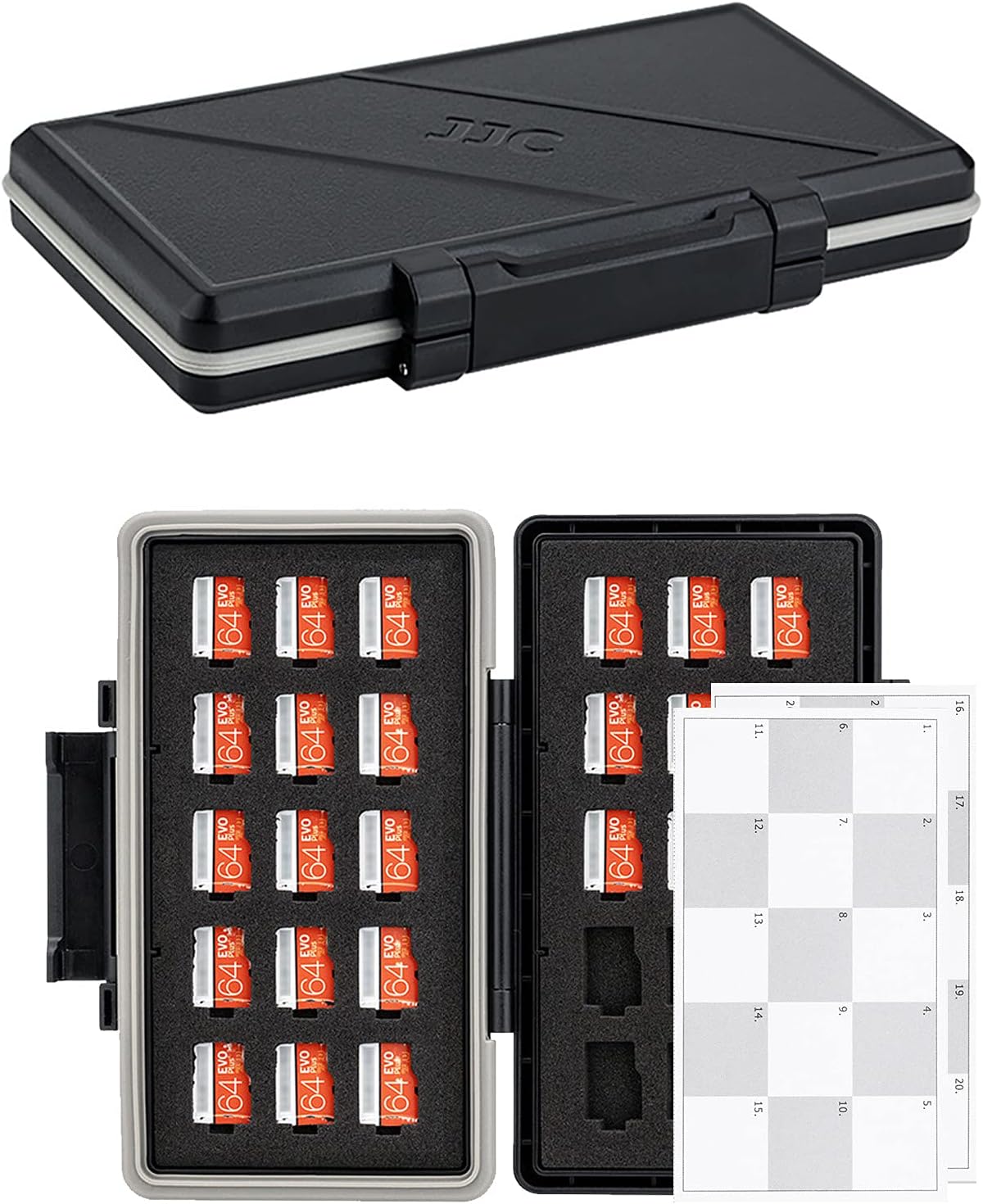 Jjc 30 Slots Micro Sd Card Case With Index Label, Water Resistant & Shockproof Holder, Compact Microsdhc/Microsdxc/Micro Organizer Storage