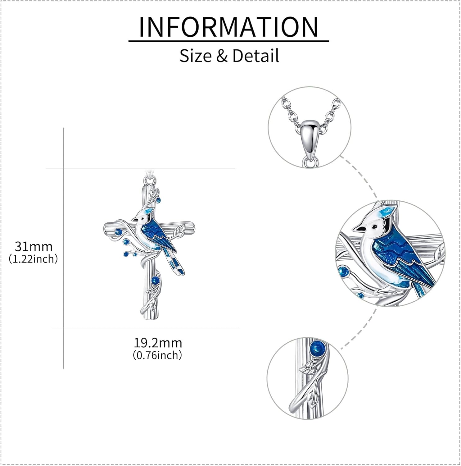 ONEFINITY Bird Love Necklace 925 Sterling Silver Blue Jay Hummingbird Red Cardinal Pendant Necklaces Bird Jewelry for Women Gifts - Image 5