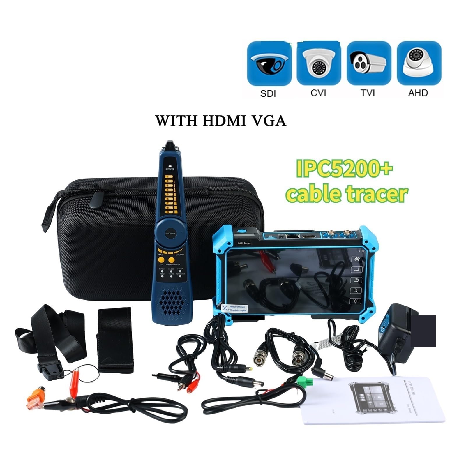 Comprobador de cámara portátil Probador Ip 4K Ipc 5200c Plus, Cámara Cctv, Monitor De Seguridad, Prueba Analógica Poe, Probador CCTV Rj45, Probador De Cable De Red Visualización de imágenes de cámara