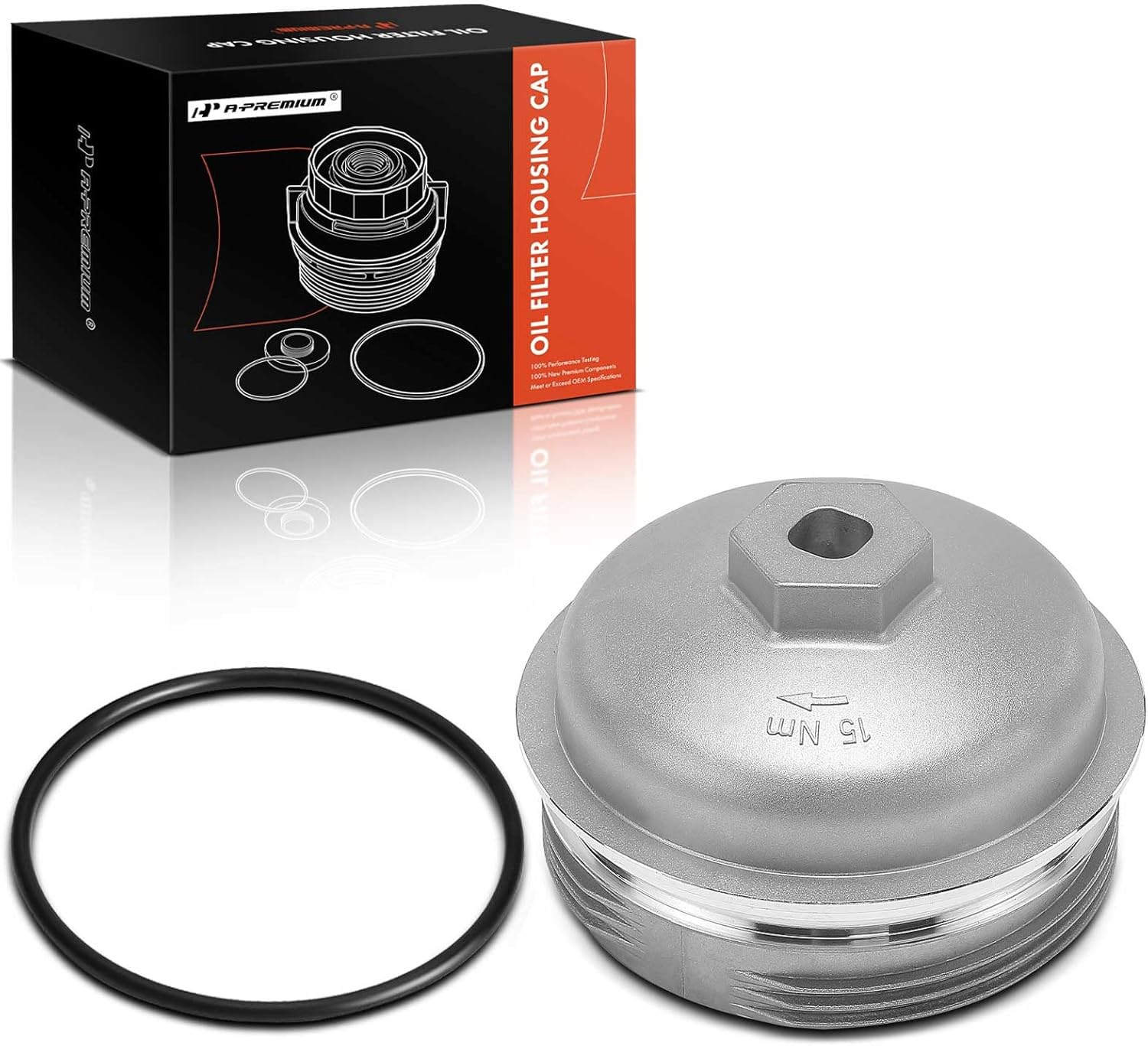 A-Premium Oil Filter Housing Cap Assembly Compatible with Cadillac Catera 1999-2001 & Saturn L300 2001-2005, LS2/LW2 2000-2000, LW300 2001-2003, Vue 2002-2003, Oil Filter Housing Cover, # 90543942