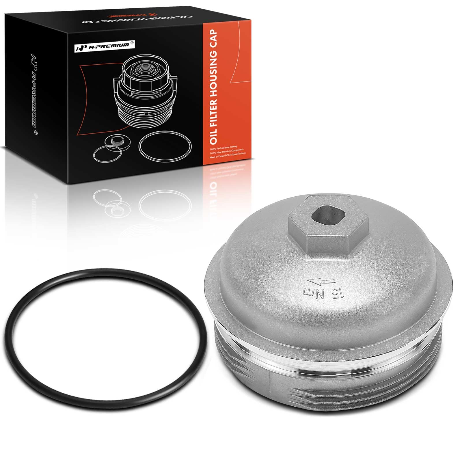 A-Premium Aluminum Oil Filter Housing Cap Assembly Compatible with Cadillac