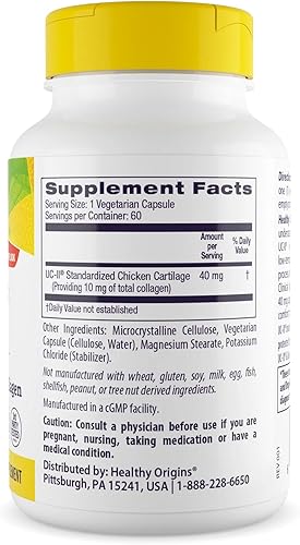 Miniatura 3 de Healthy Origins UC-II 40 mg (colágeno tipo II no desnaturalizado, sin OMG, sin gluten, soporte para las articulaciones), 60 cápsulas vegetales