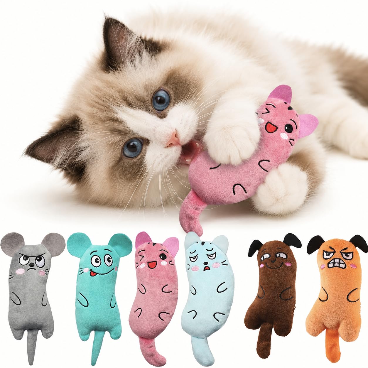 Juguetes de hierba gatera para gatos de interior peluche masticable interactivo para gatitos