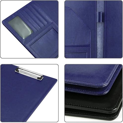 Miniatura 5 de WAVEYU Padfolio - Carpeta portapapeles de piel sintética con cubierta para tamaño carta A4, soporte para bolígrafo, para escuela de negocios,