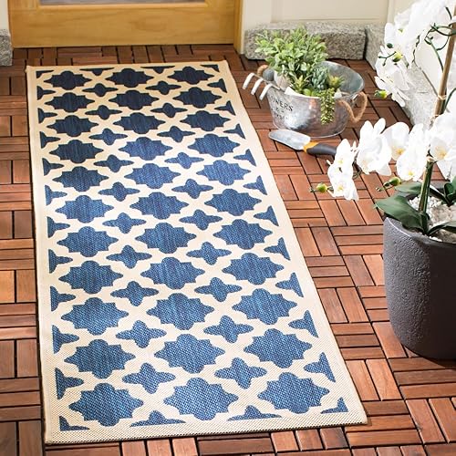 Vista 35 de Safavieh Courtyard Collection CY6903-268 alfombra azul marino y beige para interior o exterior, otro, Azul marino, beige