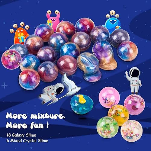 Miniatura 5 de Joyjoz - Paquete de 24 kits de bolas de slime galaxia con cristal delgado, recuerdos de fiesta para niños, fiesta de unicornio, esponjoso y