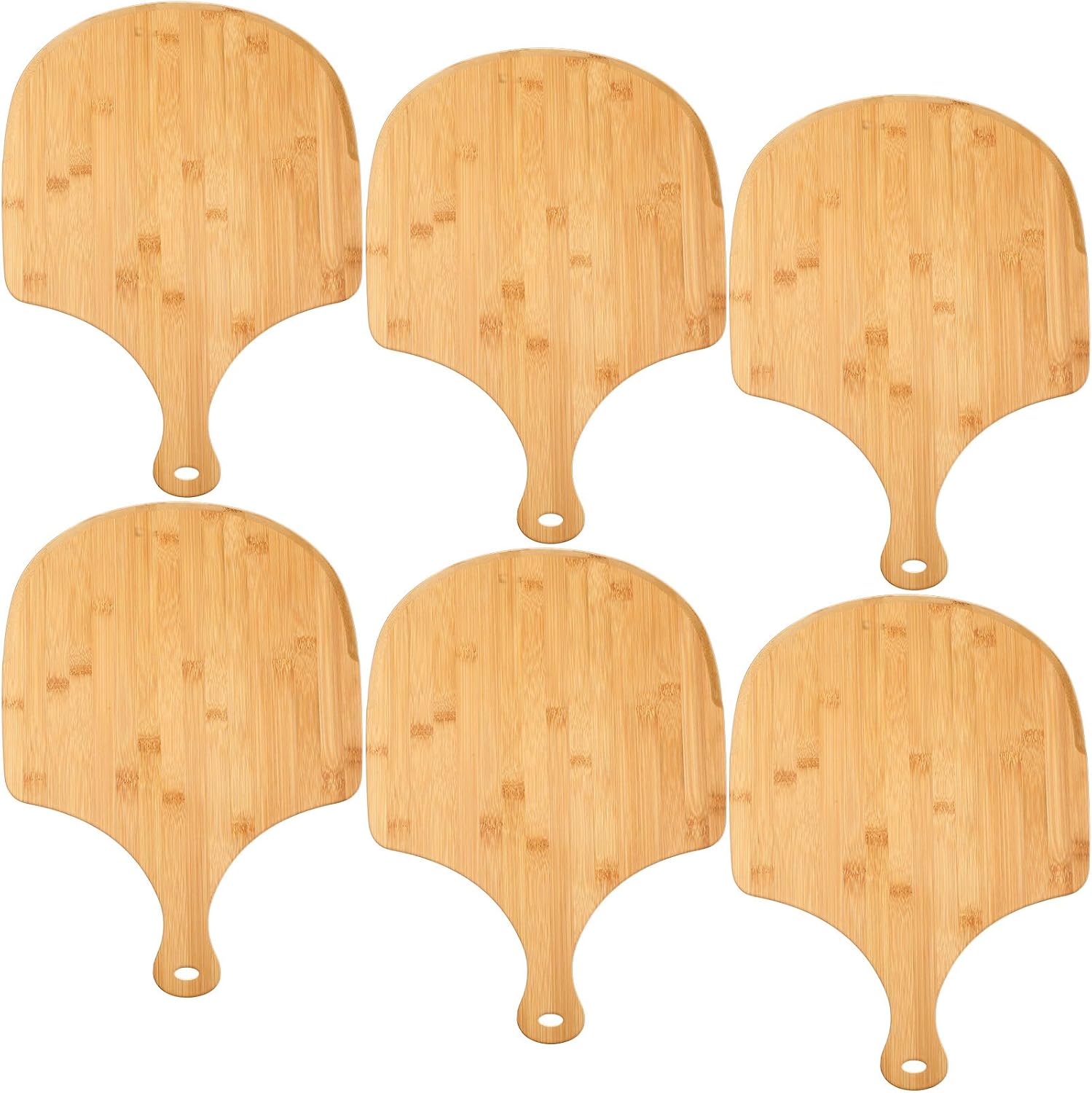 Norme 6 Pcs Bamboo Pizza Peel Set, Wooden Pizza Paddle with Handle, Wood Cutting Board, Oven Accessory for Breads, Cheese, Fruit, Vegetables, Kitchen Accessories(16.5 x 12 Inch)