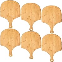 Vista 1 de Norme Juego de 6 piezas de cáscaras de pizza de bambú, paleta de madera para pizza con asa, tabla de cortar de madera, accesorio de horno