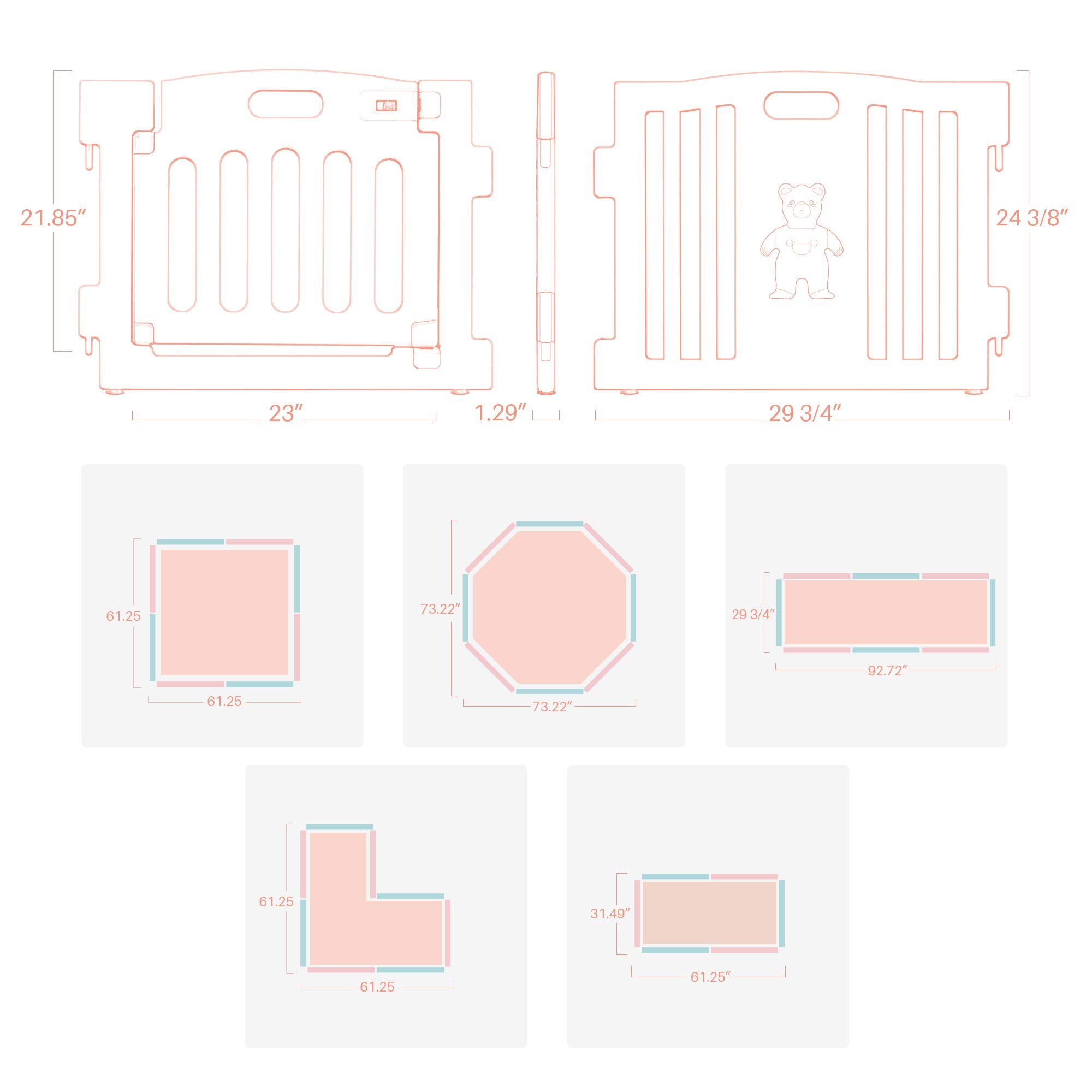 Buy Kidzone Interactive Baby Playpen 8 Panel Play Yard with Safety Gate Children Play Center