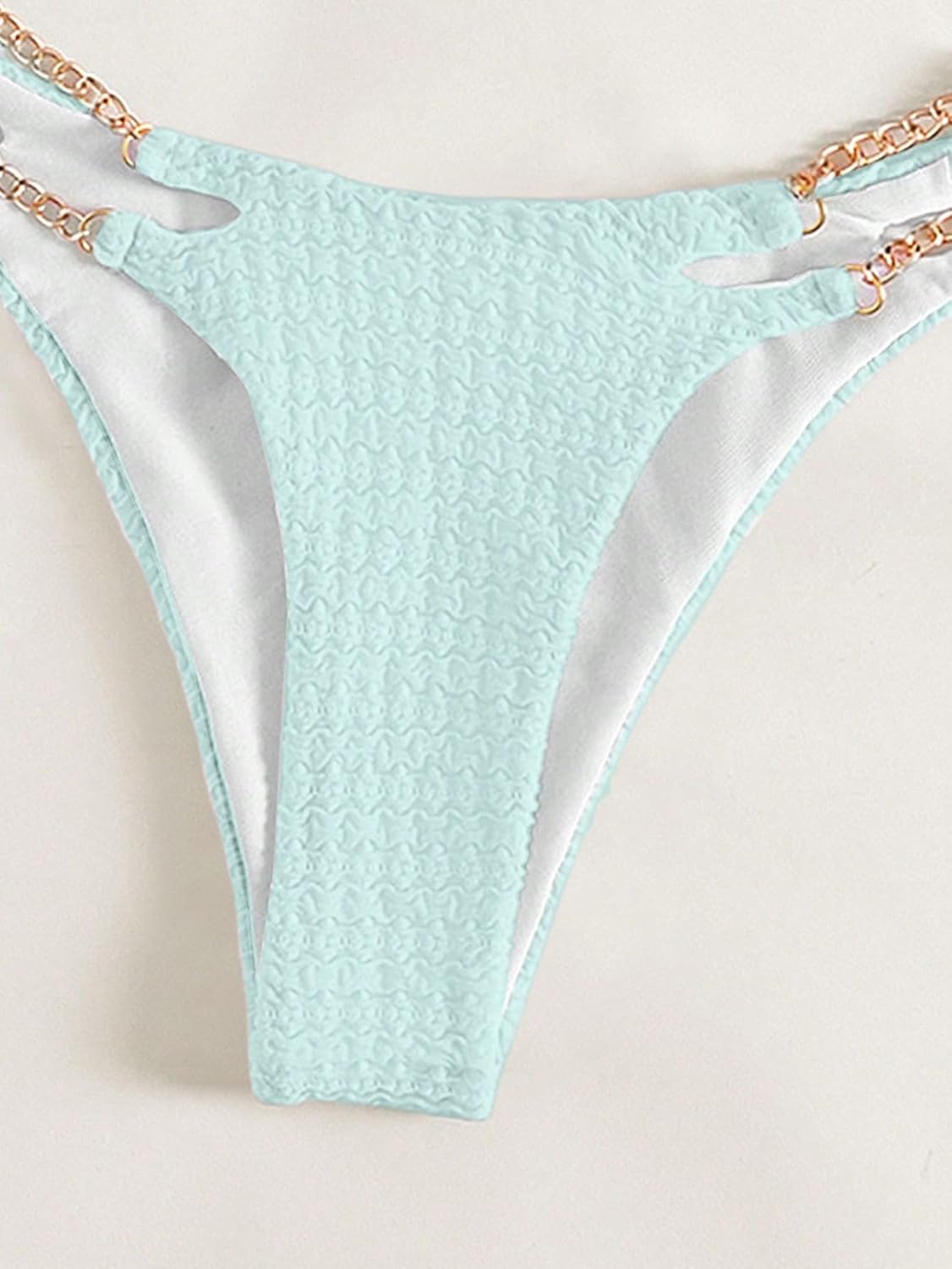 Floerns Women's Micro Triangle Bikini Set Cut Out Chain Two Piece Bathing Suit