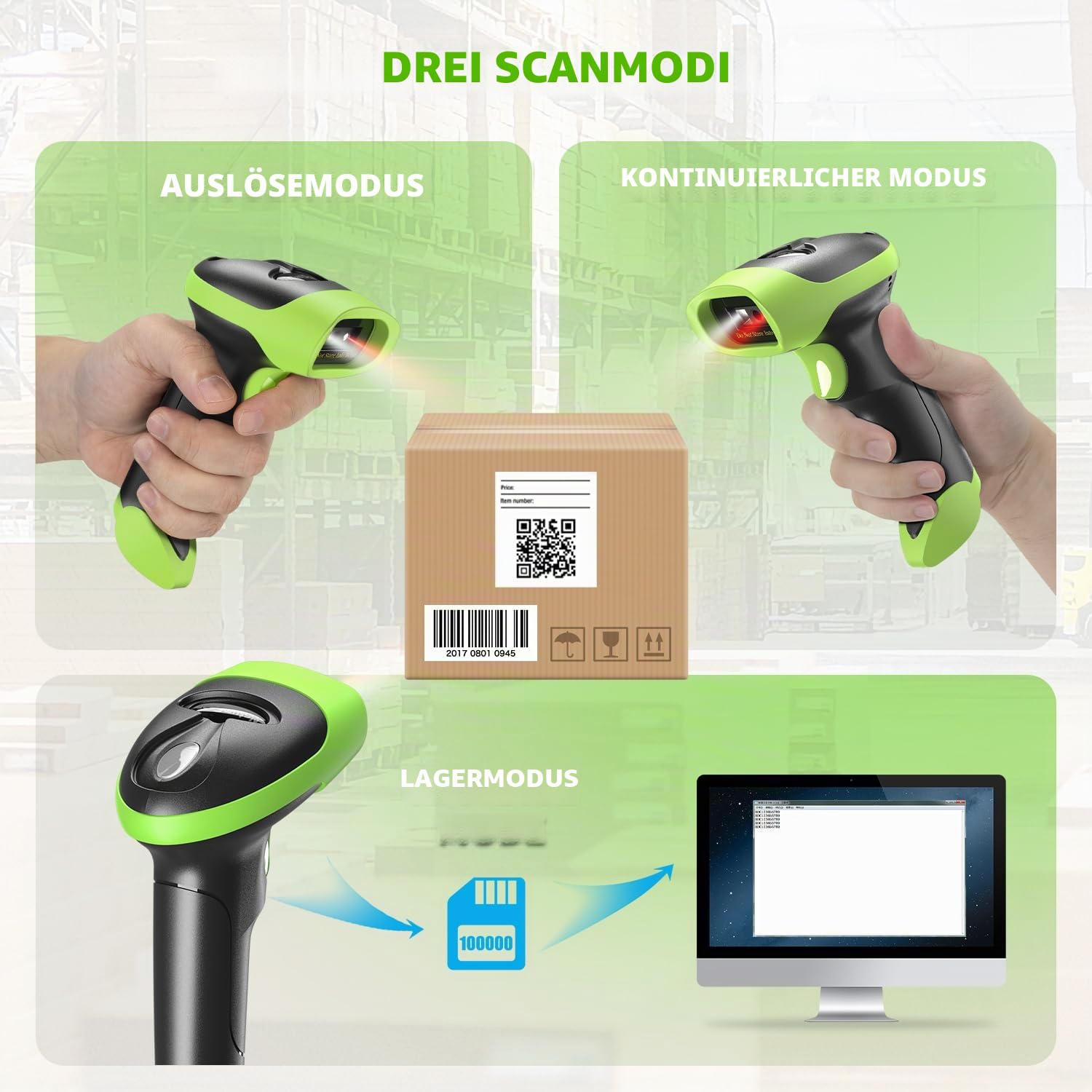 NetumScan Barcode-Scanner, USB, kabellos, Bluetooth, 1D, 2D, QR, Barcode-Lesegerät, kompatibel mit Computer, für Po-System, Supermarkt, Lager, Einzelhandel NSL8BL
