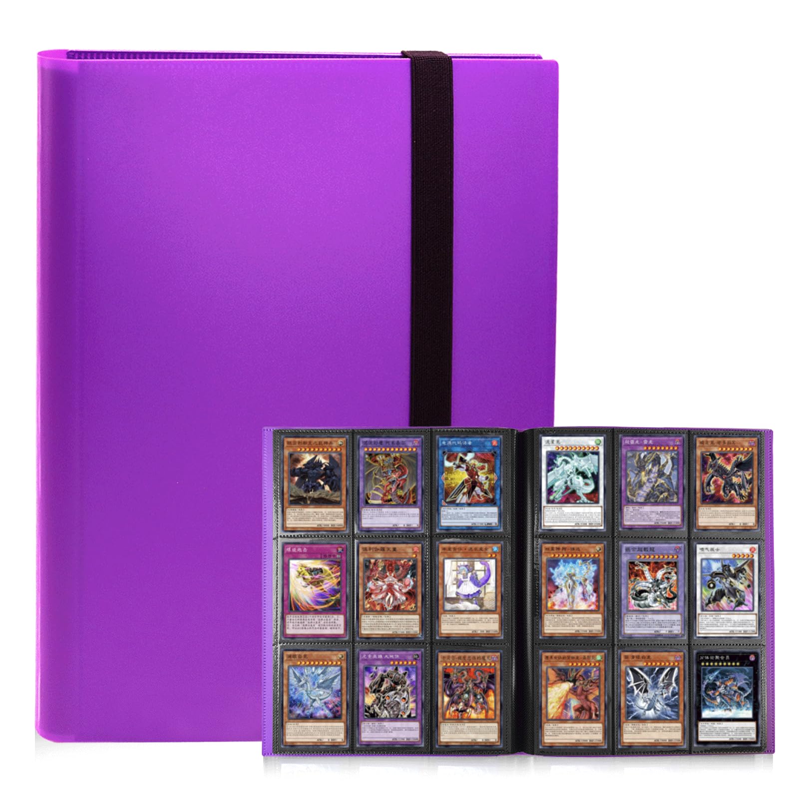 Card Binder 9 Pocket, PP Cover Trading Card Binder for 360 Cards, Sturdy Card Collection Album, Card Holder Folders for MTG, TCG, Game Cards & Sports Cards (Purple, 360 Pockets)