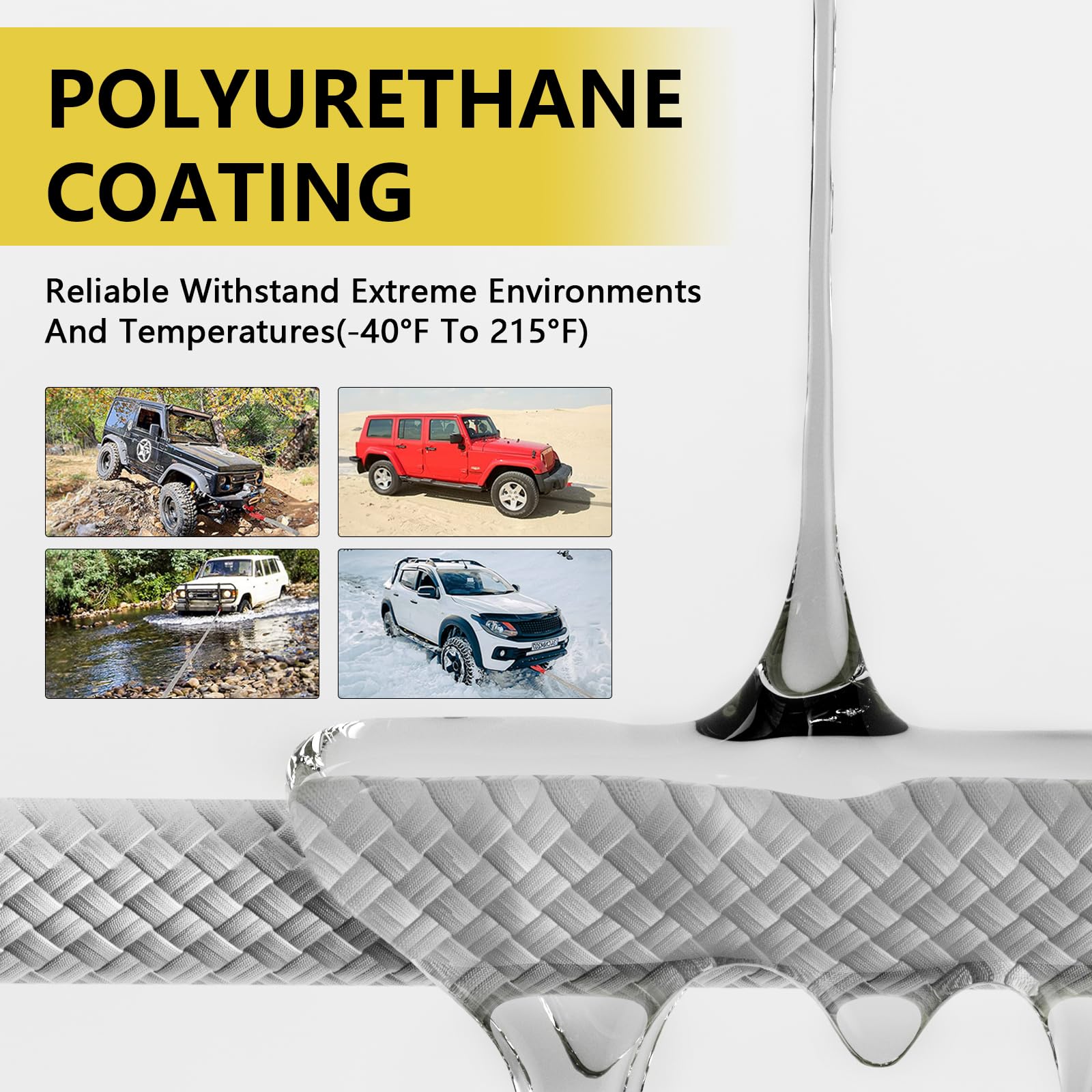 NTR Kinetic Recovery Schleppseil (15 kg), mit 2 weichen UHMWPE-Schäkeln (15,9 kg), robuster Offroad-Gurt, Fahrzeug-Recovery-Kit für Jeep, Auto, LKW, ATV, UTV, SUV, 2,5 cm x 6,8 m