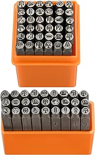 64pcs Metal Stamping Kit, 3mm Number and Letter Stamp Set, Include Artistic Font Uppercase, Lowercase Letter, Number Punch and Heart Design Stamp