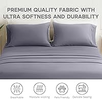 Vista 3 de Sonive Juego de sábanas de 4 piezas para cama Queen, sábanas y fundas de almohada con sábana bajera, sábana bajera de microfibra cepillada suave