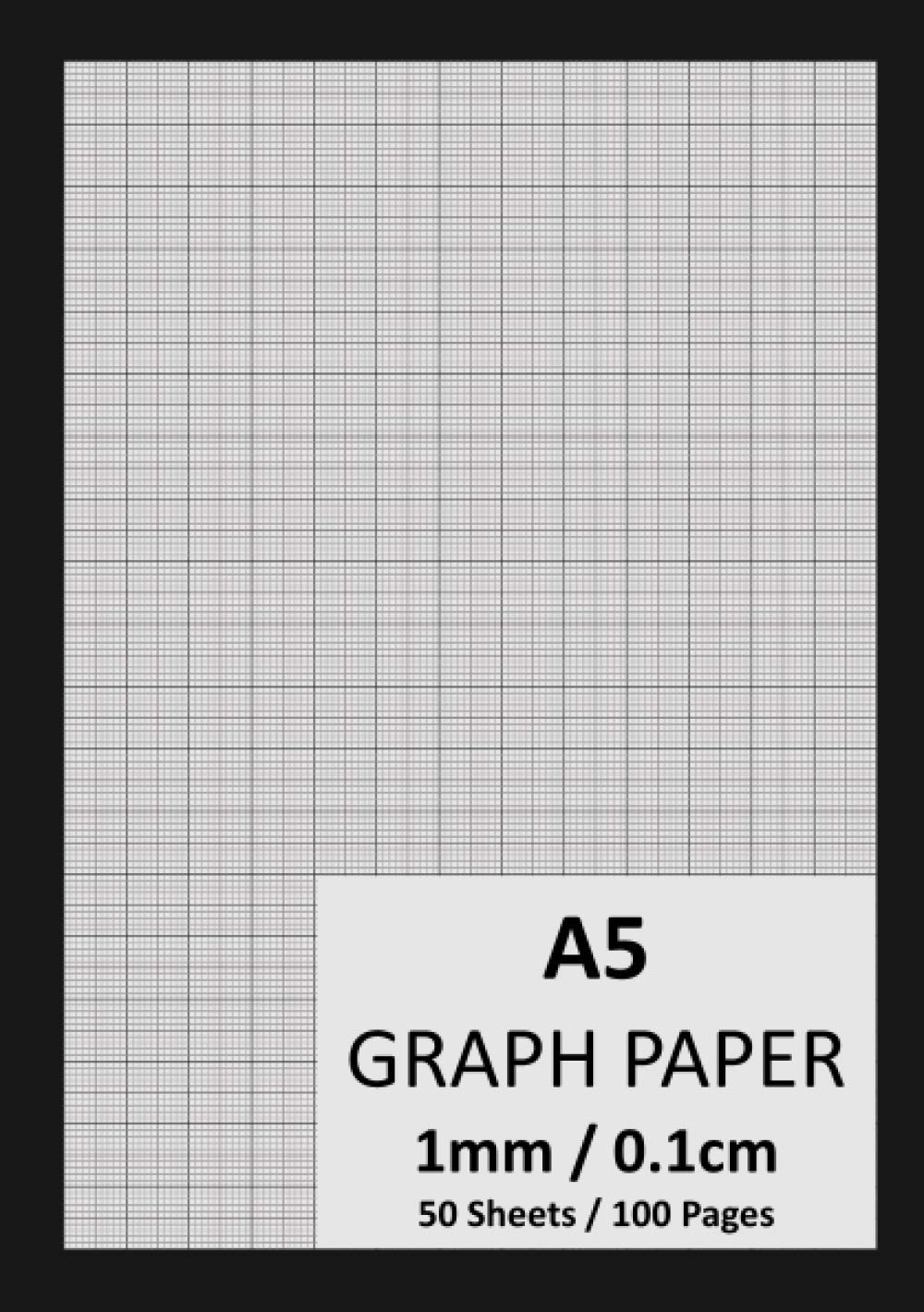 A5 Graph Paper 1mm 0.1cm 148mm x 210mm, 1/5/10 mm Square Grid Ruled