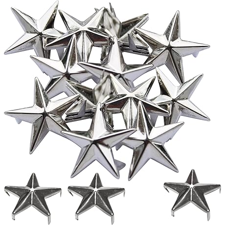 Black Gun Silver Star Studs: Punk Spikes for DIY Decorations