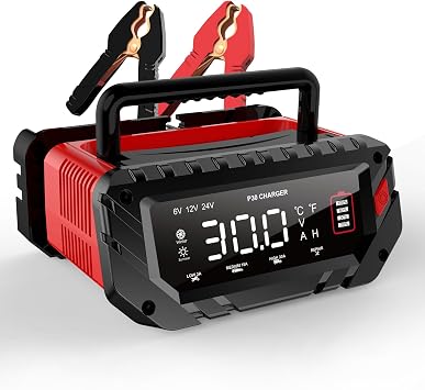 30 Amp Lithium Battery Charger,6V/12V/24V Lifepo4,Lead-AcidAGM/Gel/SLA.. Portable Car Battery Charger,Battery Maintainer, Smart Trickle Charger, and Battery Desulfator for Car,Boat,Motorcycle...