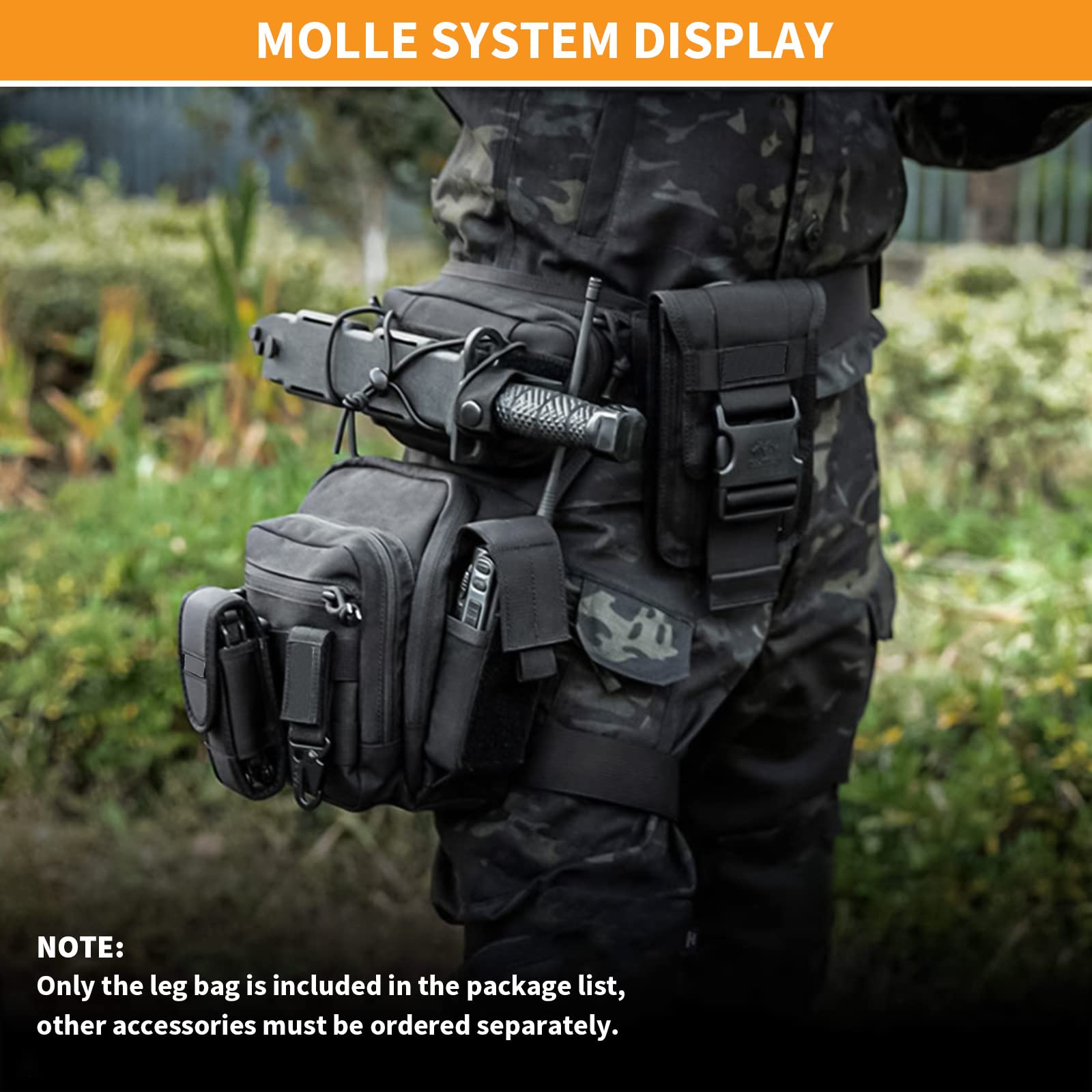 Huntvp Marsupio Cosciale Tattico Militare Borsa Gamba Moto Molle Impermeabile per Campeggio Escursionismo Ciclismo Viaggio Trekking Sport Porta Smartphone