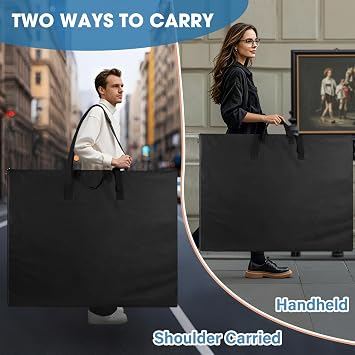 ZKOO Art Portfolio Bag, Light Weight Art Canvas Portfolio Case with Nylon Shoulder Strap, Carrying Storage Case for Artwork, Poster, Sketching, and Drawing (Compatible 18 * 24 Inch-Black)