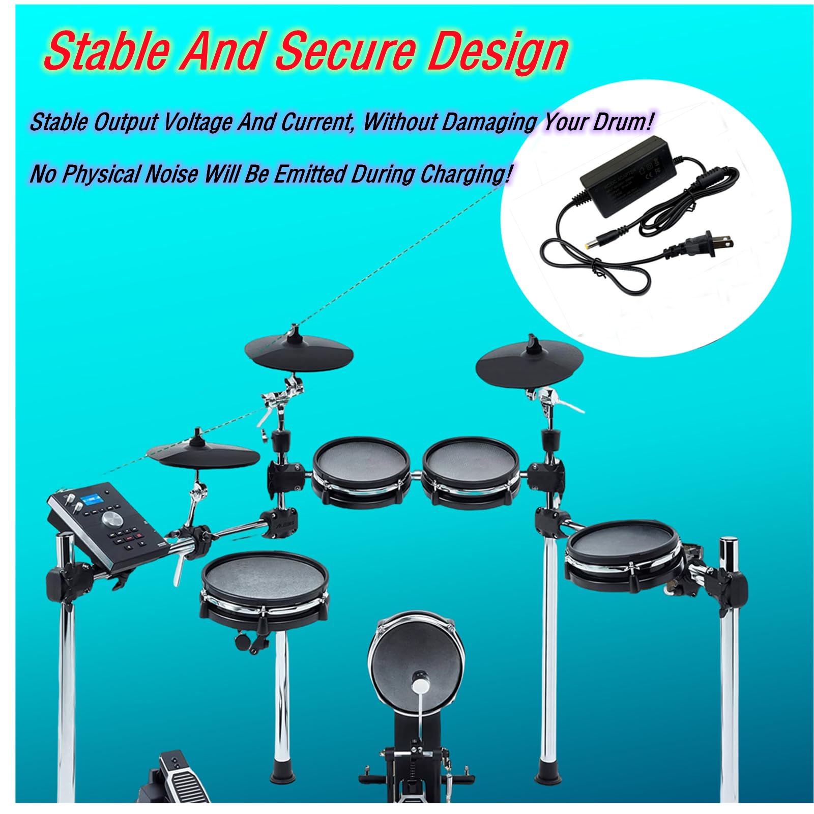 dc9v per cavo di alimentazione del tamburo alesis compatibile con kit Alesis Command Mesh, per Alesis Nitro Max Nitro Pro Kit Mesh Electronic Drum Module Compatibile con alesis nitro max cavo