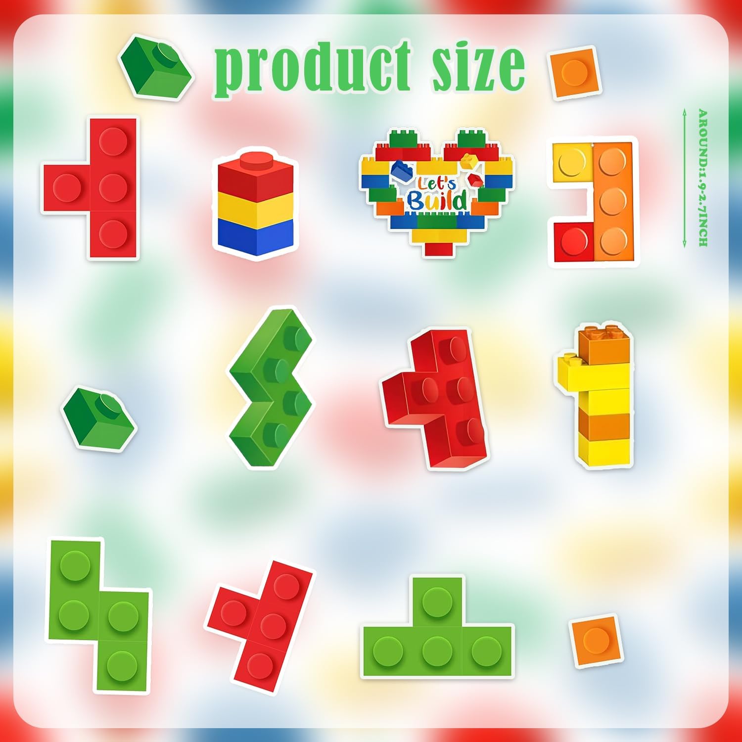 100 Building Block Sticker Sheets, Building Block Party Decorations, Colorful Building Block Stickers, Gifts for Building Block Lovers.