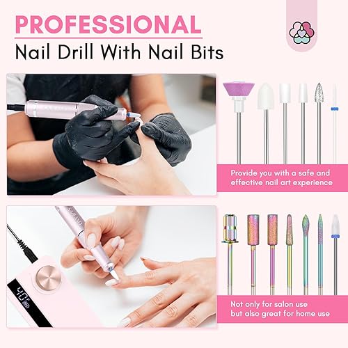 Miniatura 7 de SAVILAND Taladro de uñas profesional 40000 RPM PRO máquina de taladro de uñas eléctrico lima de uñas con brocas de uñas coloridas para manicura