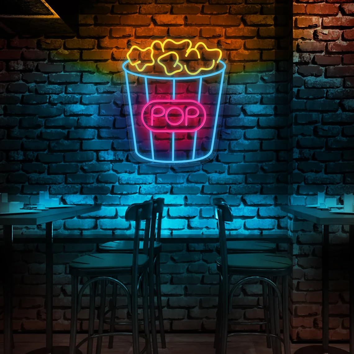 Popcorn Neon Lights Handcrafted Cinema Decor, Movie Time Led lights, Cinema Neon Signs, Movie Sign, Home Wall Decor