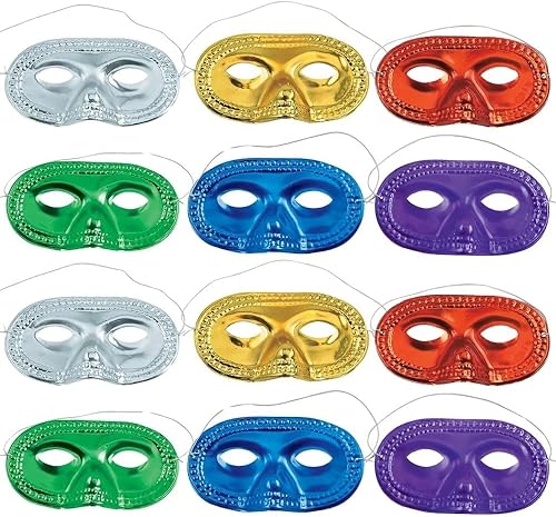 Miniatura 1 de Medias máscaras metálicas (2 docenas), 6.75", Variados