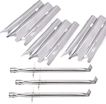 Repair kit for Vermont Castings CF9030 VM400XBP VM450 VM450SSP VM600 CF9055 CF9085 VCS5005, Jenn-Air JA461 JA580 JA461P Grill Parts, Stainless Steel Grill Burner Tube and Heat Plate Tent Shield