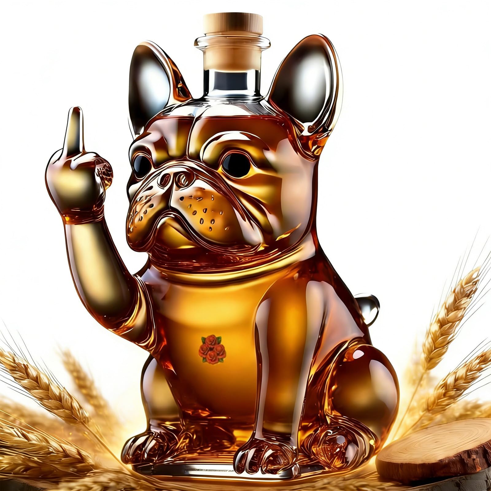 Ensemble carafe à whisky bouledogue français, le cadeau homme unique pour la Saint-Valentin