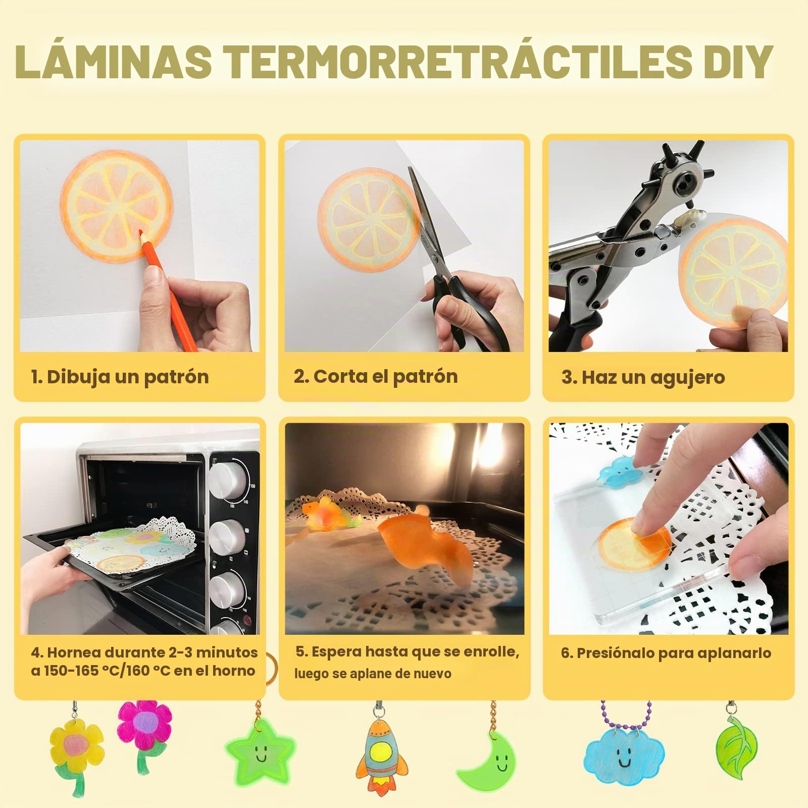SNAIL GARDEN Juego de 280 hojas de plástico termorretráctil, 4 hojas retráctiles luminosas y 16 piezas de papel de arte retráctil, pendientes, colgantes o manualidades creativas