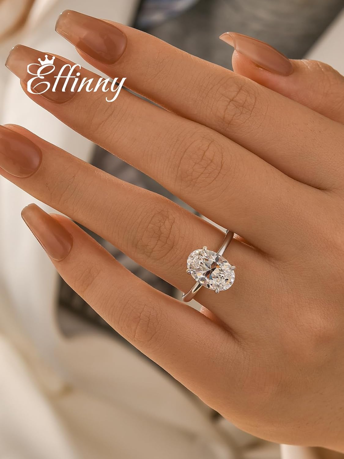 3.5 Carat Elongated Oval Cut Engagement Ring for Women,925 Sterling Silver Solitaire Promise Ring - Image 6