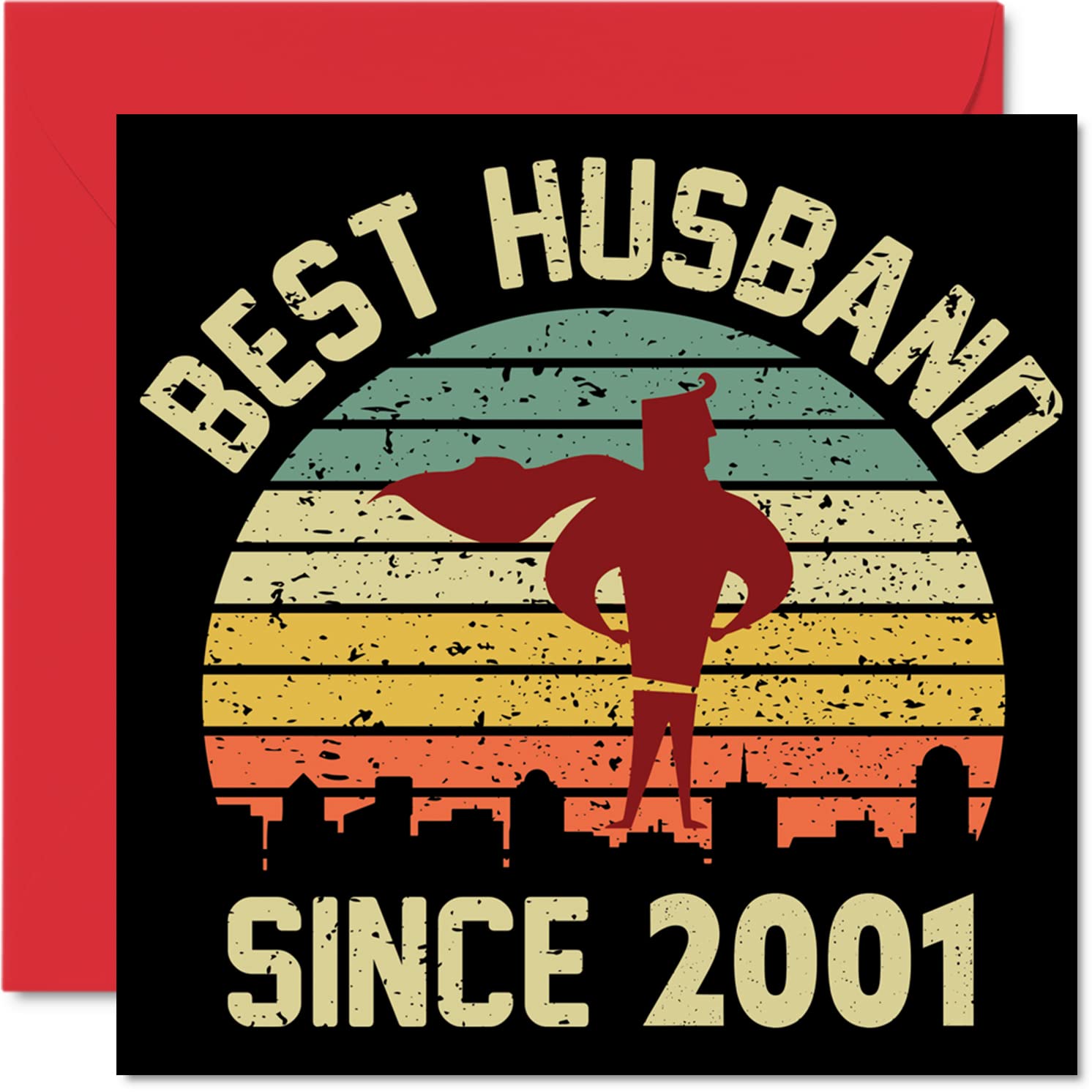 25th Anniversary Card for Husband from Wife - Best Husband Since 2001 - I Love You Gifts, Happy 25th Wedding Anniversary Cards for Partner, 145mm Greeting Cards Anniversaries