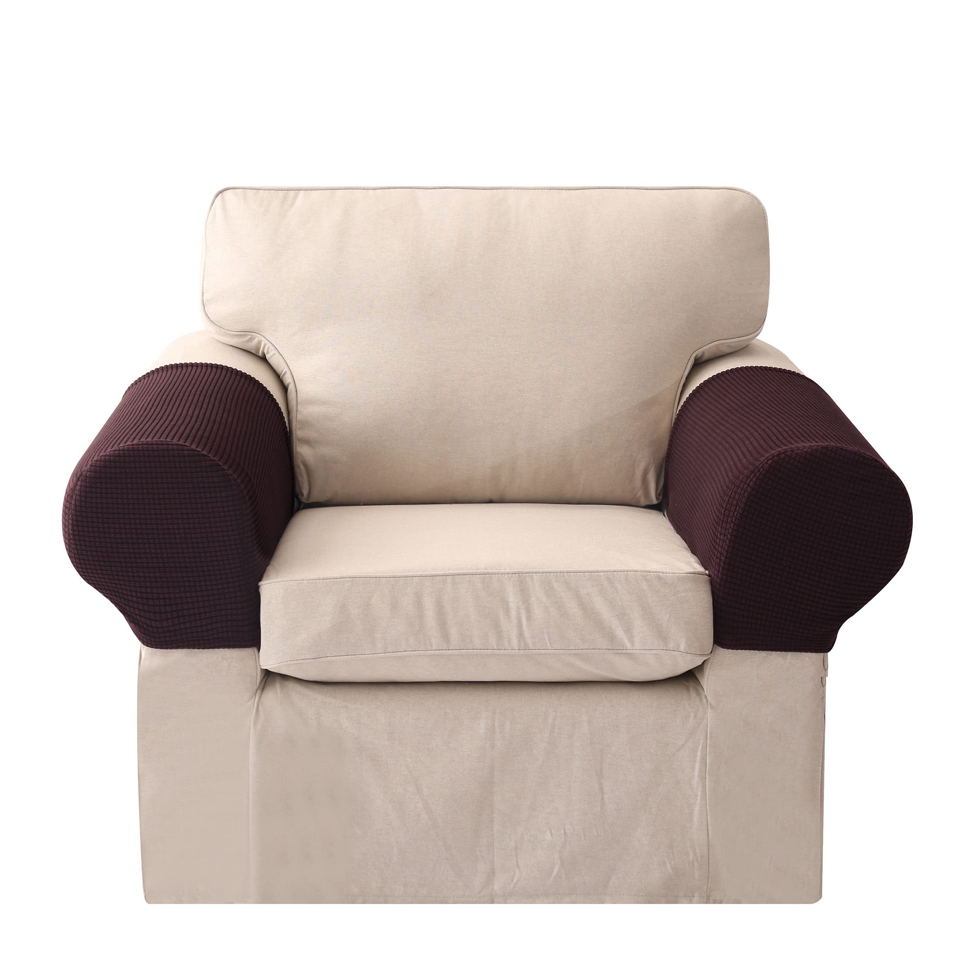 VIKAUL Armchair Covers Sofa Armrest Protector Non-Slip Arm Chair Caps Set of 2 Stretch Armrest Cover Couch Arm Rest Slipcovers for Recliner Chairs Home,Coffee